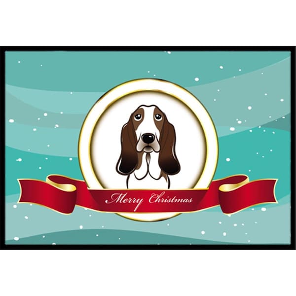 Carolines Treasures Basset Hound Merry Christmas Indoor and Outdoor Mat- 18 x 27 in. BB1553MAT - main